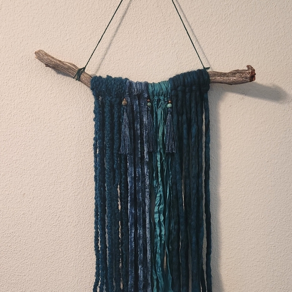 Persephone's Daughter Other - Boho Teal Mixed Fiber Art Wall Hanging